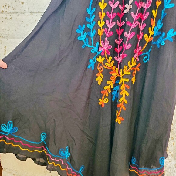 Exist Multicolored Rayon Embroidered Dress Beach Cover-up Free Size Travel - Picture 3 of 9